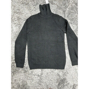 Topman Men's Waffle Knit Turtleneck Sweater Gray, Size S small